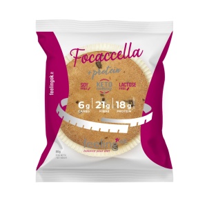 Focaccia proteica cu MASLINE (Low-Carb, keto, fara zahar, lactoza, soia) 80g - FeelingOK