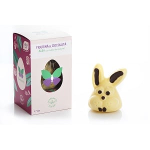 IEPURAS de ciocolata alba cu trandafir si Stevia 100g - Sweeteria - Img 1