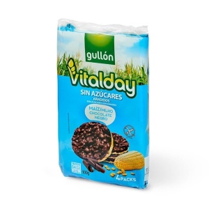Rondele din porumb semiglazurate cu ciocolata neagra (fara zahar, fara gluten) 100g - Gullon VitalDay
