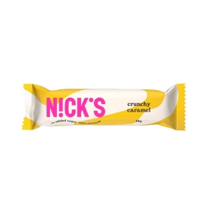 Baton Crunchy Caramel cu Stevia (fara zahar) 28g - Nick's - Img 1