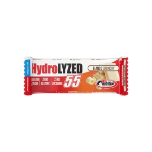 Baton proteic hidrolizat cu CIOCOLATA ALBA CROCANTA (fara zahar, fara gluten, fara ulei de palmier) 55g - Pro Nutrition