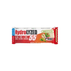 Baton proteic hidrolizat cu Ciocolata Alba si FISTIC (fara zahar, fara gluten, fara ulei de palmier) 55g - Pro Nutrition