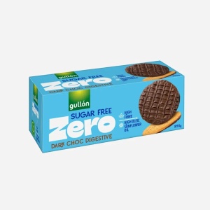 Biscuiti digestivi semiglazurati cu ciocolata neagra (fara zahar) 270g - Gullon ZERO