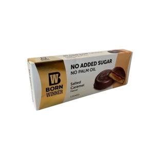 Biscuiti glazurati cu implutura Caramel Sarat (fara zahar) 100g - Born Winner