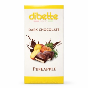 Ciocolata neagra cu crema de ananas (fara zahar) 80g - Dibette