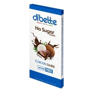 Ciocolata neagra cu crema de cocos (fara zahar, fara lactoza) 80g - Dibette
