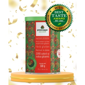 Indulcitor natural cu Stevia Pulbere (fara gluten) 500gr - Green Sugar - Img 2