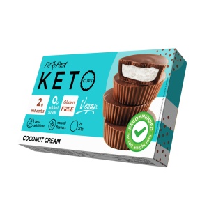 KetoCups cu crema de cocos (fara zahar, fara gluten, vegan, keto) 40g - FitFast