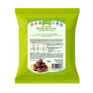 Mix pentru briose dietetice cu gust de cacao (fara zahar, fara carbohidrati, fara gluten) 150g - NoCarb