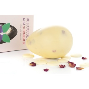 Ou de ciocolata alba cu trandafir si Stevia 100g - Sweeteria - Img 3
