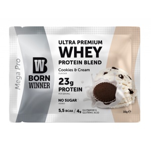 Pudra Proteica din zer cu aroma de Cookies & Cream (fara zahar) 30g - Born Winner
