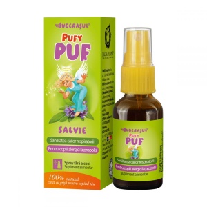PufyPUF Salvie spray fara alcool - calmeaza durerile de gat (spray) 20ml DACIA PLANT