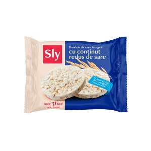 Rondele din OREZ integral cu continut redus de sare (fara zahar) 22.5g - Sly