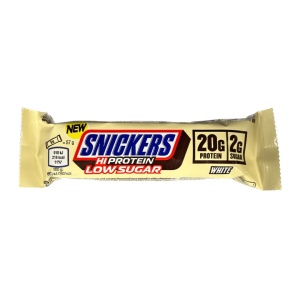 Baton proteic cu ciocolata alba White Hi Protein (fara zahar, fara gluten, vegan) 57g - Snickers