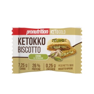Biscuit fraged keto umplut cu crema de FISTIC Ketokko Biscotto 50g (fara zahar, proteic, lowcarb) - Pro Nutrition