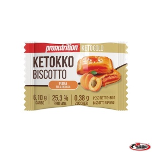Biscuit fraged keto umplut cu piure de CAISE, Ketokko Biscotto (fara zahar, proteic, lowcarb) 50g - Pro Nutrition