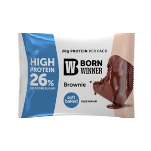 Biscuite proteic BROWNIE cu glazura de Ciocolata (fara zahar, vegetarian) 75g - Born Winner