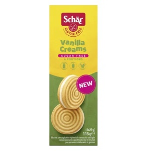 Biscuiti cu crema de vanilie Vanilla Creams (fara zahar, fara gluten, fara lactoza, vegan) 115 g, Schar