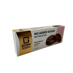 Biscuiti glazurati cu implutura Crema de Capsune (fara zahar) 100 gr - Born Winner