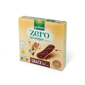 Biscuiti snack cu glazura ciocolata neagra 6x25g (fara zahar) 150g - Gullon