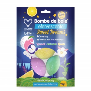 Bombe de baie efervescente pentru copii SWEET DREAMS 3 buc/punga - EASYCARE BABY
