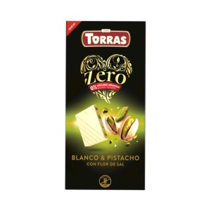 Ciocolata alba cu FISTIC si sare de mare (fara zahar, fara gluten) 100g - Torras ZERO