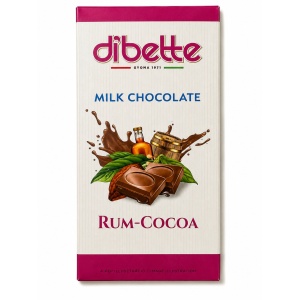 Ciocolata cu lapte si crema de rom (fara zahar) 80g - Dibette