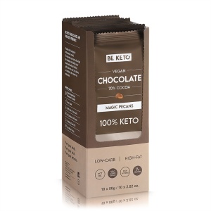 Ciocolata keto neagra 70% cu ulei MCT si NUCI PECAN (fara zahar, lowcarb, vegan) 80g - BE KETO - Img 2