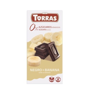 Ciocolata neagra cu banana (fara zahar, fara gluten, vegana) 75g - Torras