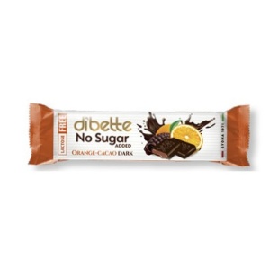 Ciocolata neagra cu crema de portocale si cacao (fara zahar, fara lactoza) 22g - Dibette