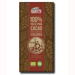 Ciocolata neagra Eco 100% cacao (fara zahar, fara gluten, vegan) 90g - Chocolates Sole