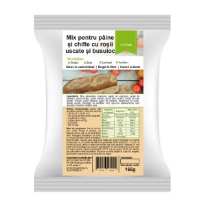 Mix pentru paine și chifle cu rosii uscate si busuioc (fara Carbohidrati, fara Gluten, Keto) 165g - NoCarb