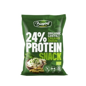 Snack proteic din linte ECO cu aroma de Smantana si Ceapa (fara zahar, fara gluten) 50g - Biopont