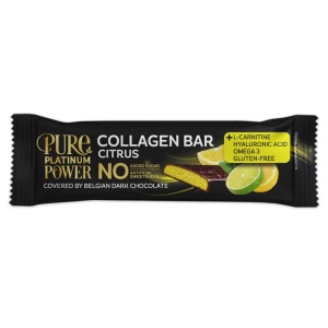 Baton invelit in ciocolata neagra belgiana cu Citrice si Colagen (fara zahar, fara gluten) 30g - Avena Gofit