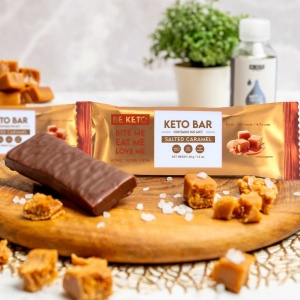 Baton KETO cu CARAMEL SARAT (fara zahar, lowcarb) 40g - BE KETO - Img 2