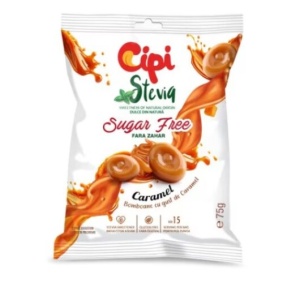 Bomboane cu Caramel si Stevia (fara zahar) 75g - Cipi - Img 1