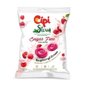 Bomboane zmeura si frisca cu Stevia (fara zahar, fara gluten) 75g - Cipi