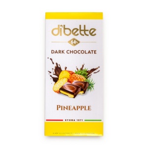 Ciocolata neagra cu crema de ananas (fara zahar) 80g - Dibette - Img 1