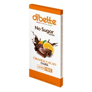 Ciocolata neagra cu crema de cacao si portocale (fara zahar, fara lactoza) 80g - Dibette