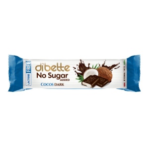 Ciocolata neagra cu crema de cocos cu Stevia (fara zahar, fara lactoza) 22g - Dibette - Img 1