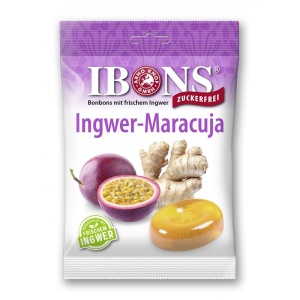 Dropsuri cu ghimbir si fructul pasiunii (fara zahar, gluten, lactoza, vegan) 75g - IBONS