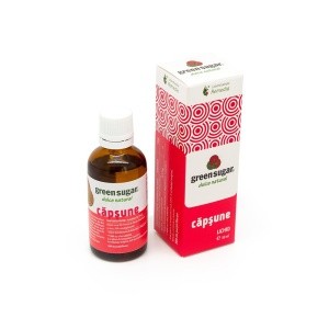 Indulcitor natural lichid cu Stevia si aroma de capsune 50ml - Green Sugar
