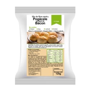 Mix de fibre pentru POGACELE cu gust de BACON (lo carb, fara gluten, fara lactoza) 125g - NoCarb