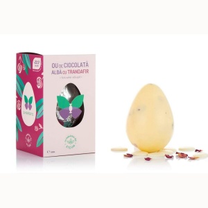 Ou de ciocolata alba cu trandafir si Stevia 100g - Sweeteria