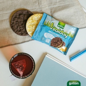 Rondele din porumb semiglazurate cu ciocolata neagra (fara zahar, fara gluten) 100g - Gullon VitalDay - Img 2