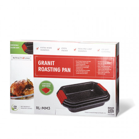 Set 3 tavi de copt Royalty Line, Granit 35 x 23 x 6,0, Negru RL-MM3 - Img 4