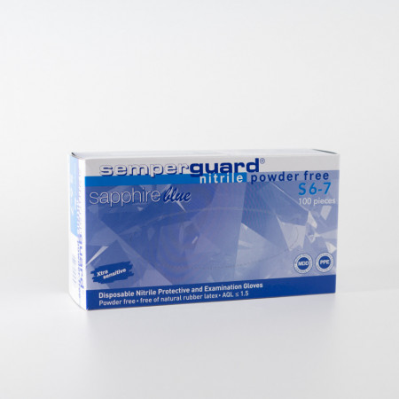 Set 100 bucati Manusi Medicale Nitril Semperguard Sapphire Nepudrate Marimea S