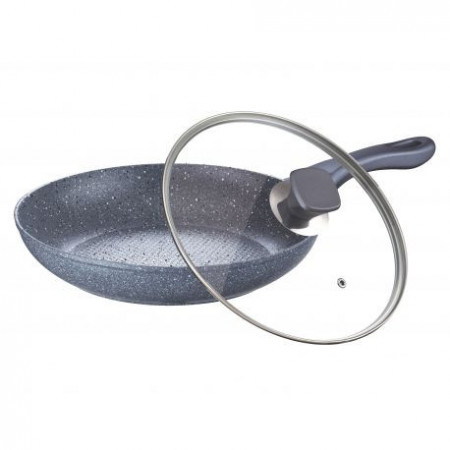 Tigaie cu capac, diametru 26 cm, interior granit non-aderent, Negru