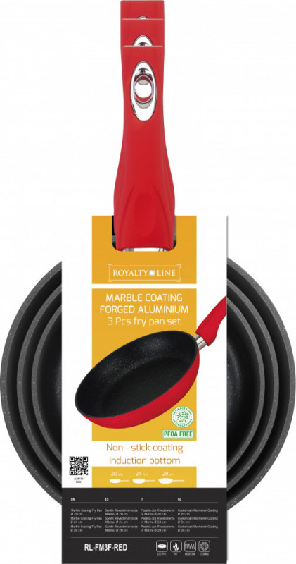Set tigai 3 piese cu interior marmorat rosu Royalty Line