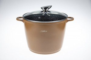 Oala cu interior marmorat cu capac 6.8L, 24 cm maro